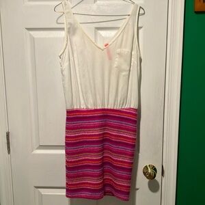 - Large eight sixty dress white and pink colorful mixed materials knit skirt